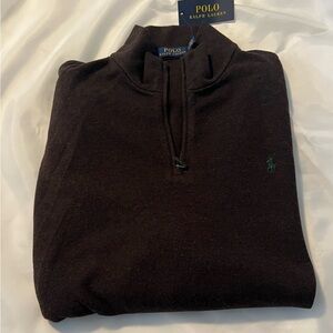 Polo by Ralph Lauren Men's Dark Brown Quarter Zip-Up.